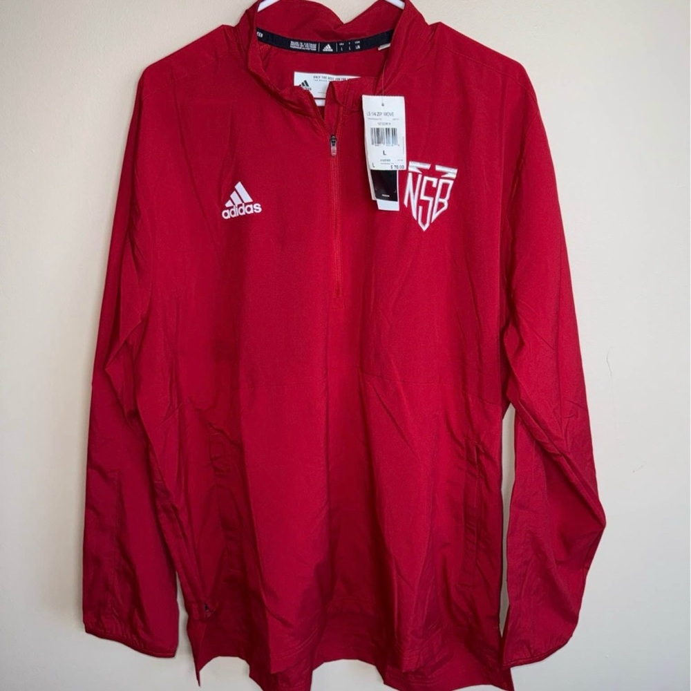 Adidas Nebraska Red Shrine Bowl Football Husker 1/4 Zip Jacket Shirt Large NWT - Picture 2 of 6